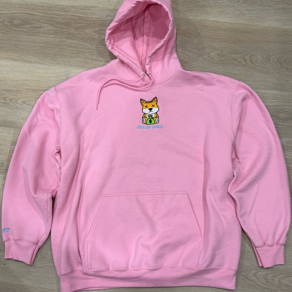 Rich and Lonely Limited Embroidered Pink Hoodie Men’s XL EUC
